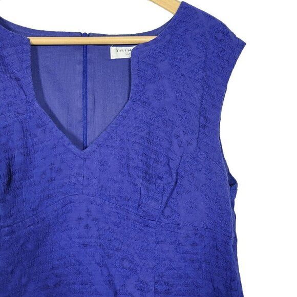 Trina Turk Women's Sheath Dress Embroidered Cotton Linen Cobalt Blue Size 12 - Picture 3 of 12